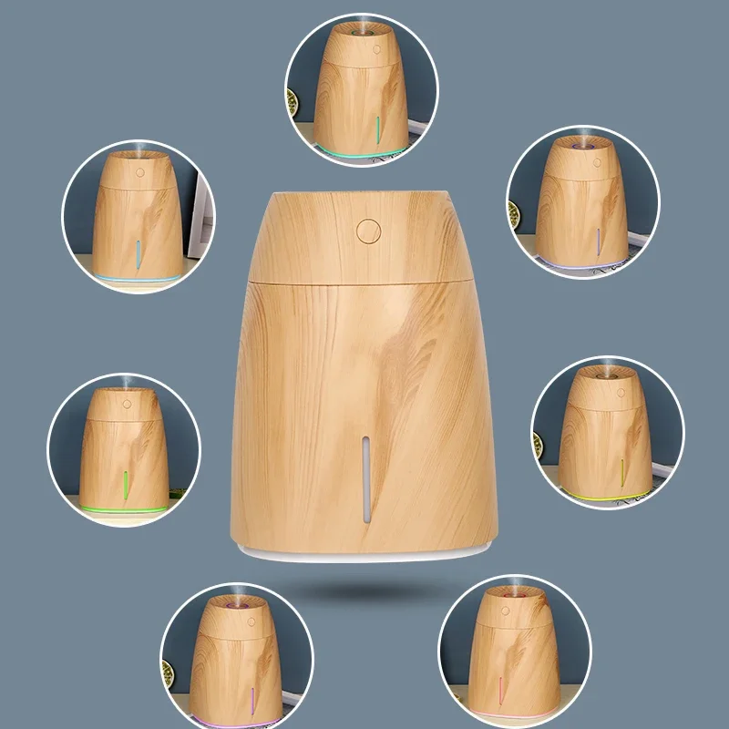 600ml Wood Grain Humidifier USB Aroma Diffuser Atomizer USB Household Humidifier Hydrating Instrument Desktop Humidifier