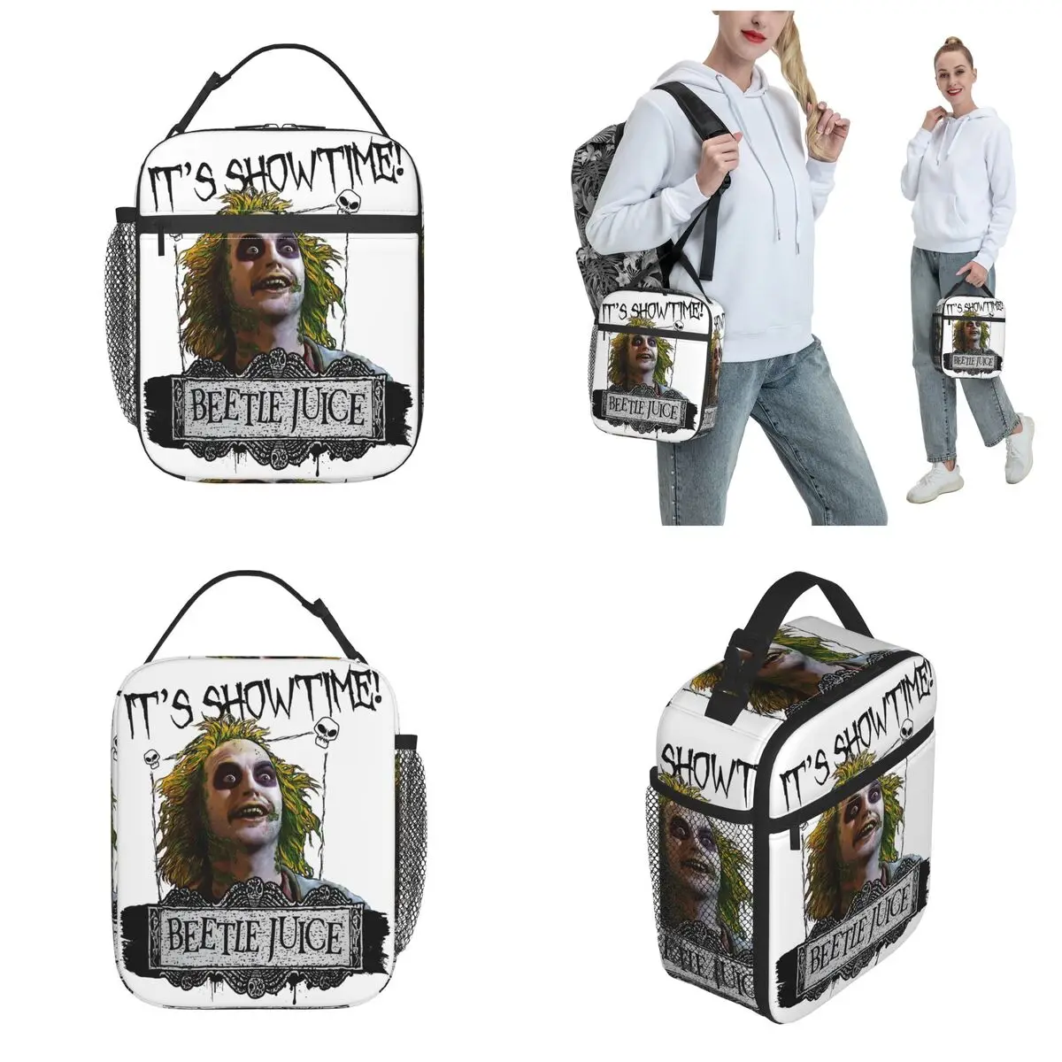 Insulated Lunch Tote Bag B-Beetlejuice Horror Movie Accessories Lunch Food Box Causal Cooler Thermal Lunch Box For Work