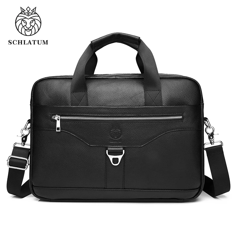 SCHLATUM-Maleta de couro retrô para homens, bolsa crossbody casual de 15,6 \