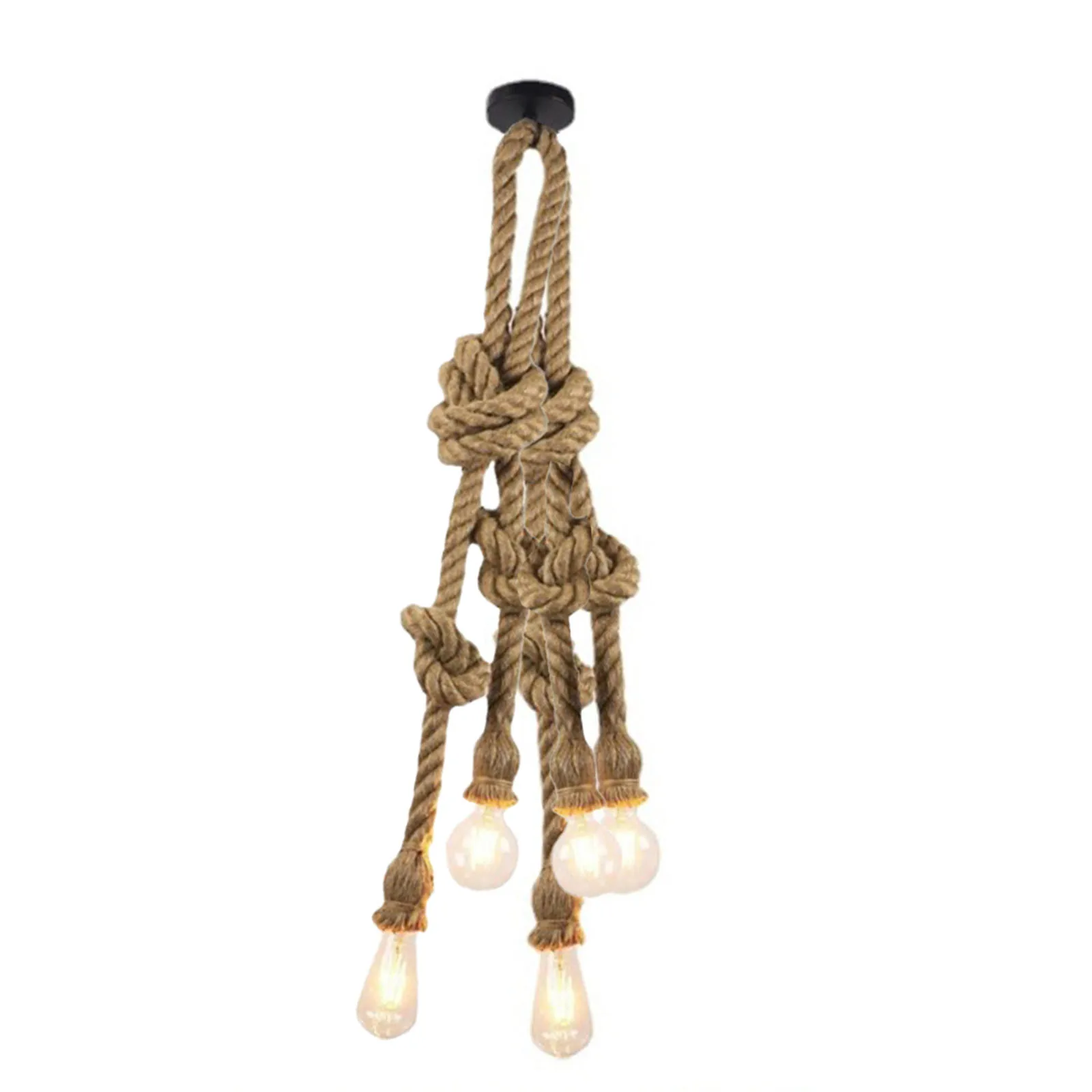 

Lamp Twine Chandelier None Earth Yellow Hand Woven Hemp Rope Industrial LED Retro Screw Fixing Wiring Brand New