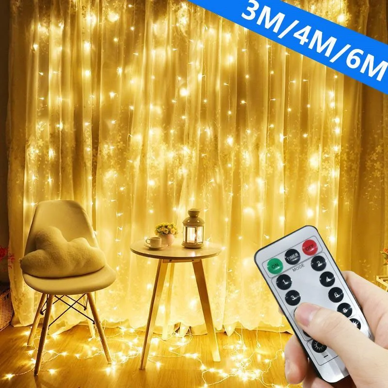 6M LED Curtain Garland on The Window USB Power Fairy Lights Festoon with Remote New Year Garland Led Lights Christmas Decoration