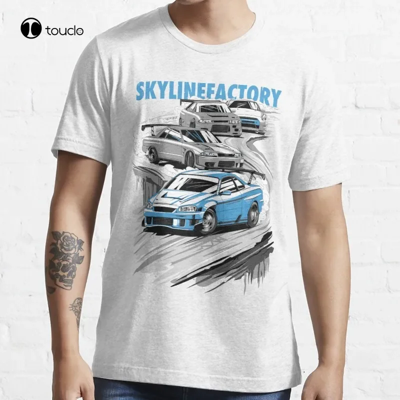 تي شيرت Nissann Skyline Gtr Family Skyline34 Gtr34 R34 Gtr R34Gtr Rb26 Rb26Det Jdm Nismo Nissangtr تي شيرت قطن تي شيرت