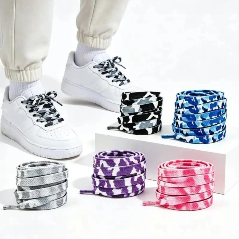 1Pcs Pattern Flat Shoelaces With Durable Polyester Material And Multiple Color Options Perfect For Sneakers Casual Shoes Daily