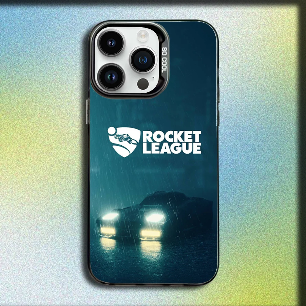 حافظة هاتف Game R-Rocket League لهاتف iPhone 16,15,14,13,12,11,Mini,Pro,SE,MAX غطاء أسود من السيليكون الرمادي غير اللامع