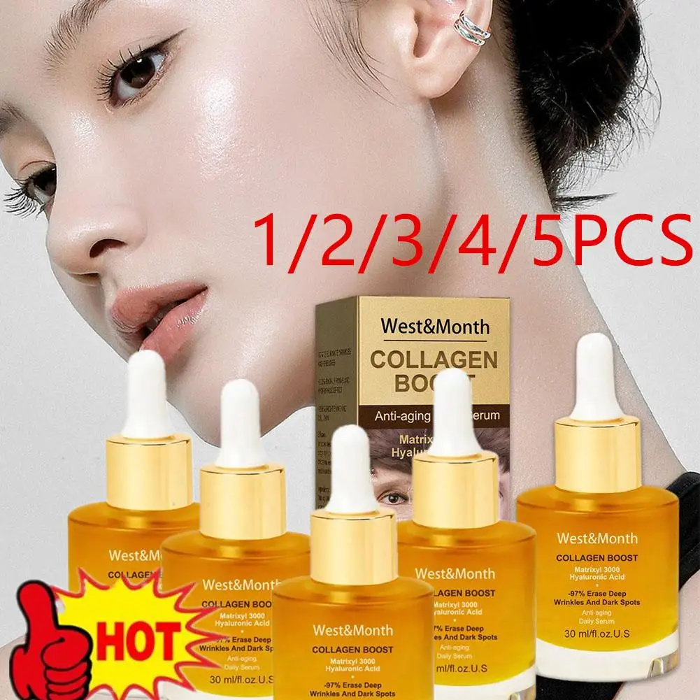 1-5PCS West&Month Advanced Collagen Boost Anti Aging Serum Face Mosturizure Tightening Lifting Collagen Face Serum for All Skin