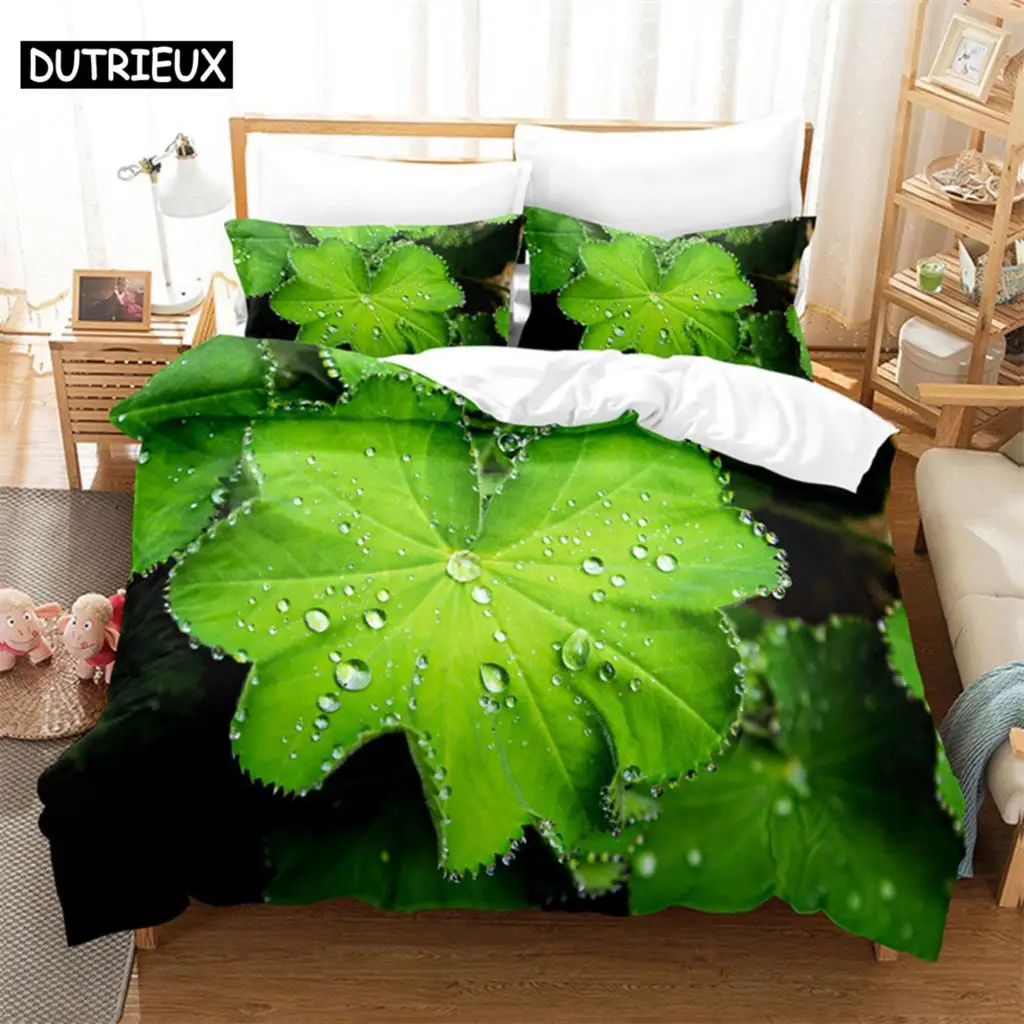 

Green Leaves Queen Bedding Set Duvet Cover Set Kids Bedding Digital Printing Bed Linen King Size Duvet Cover Set Bedding Set