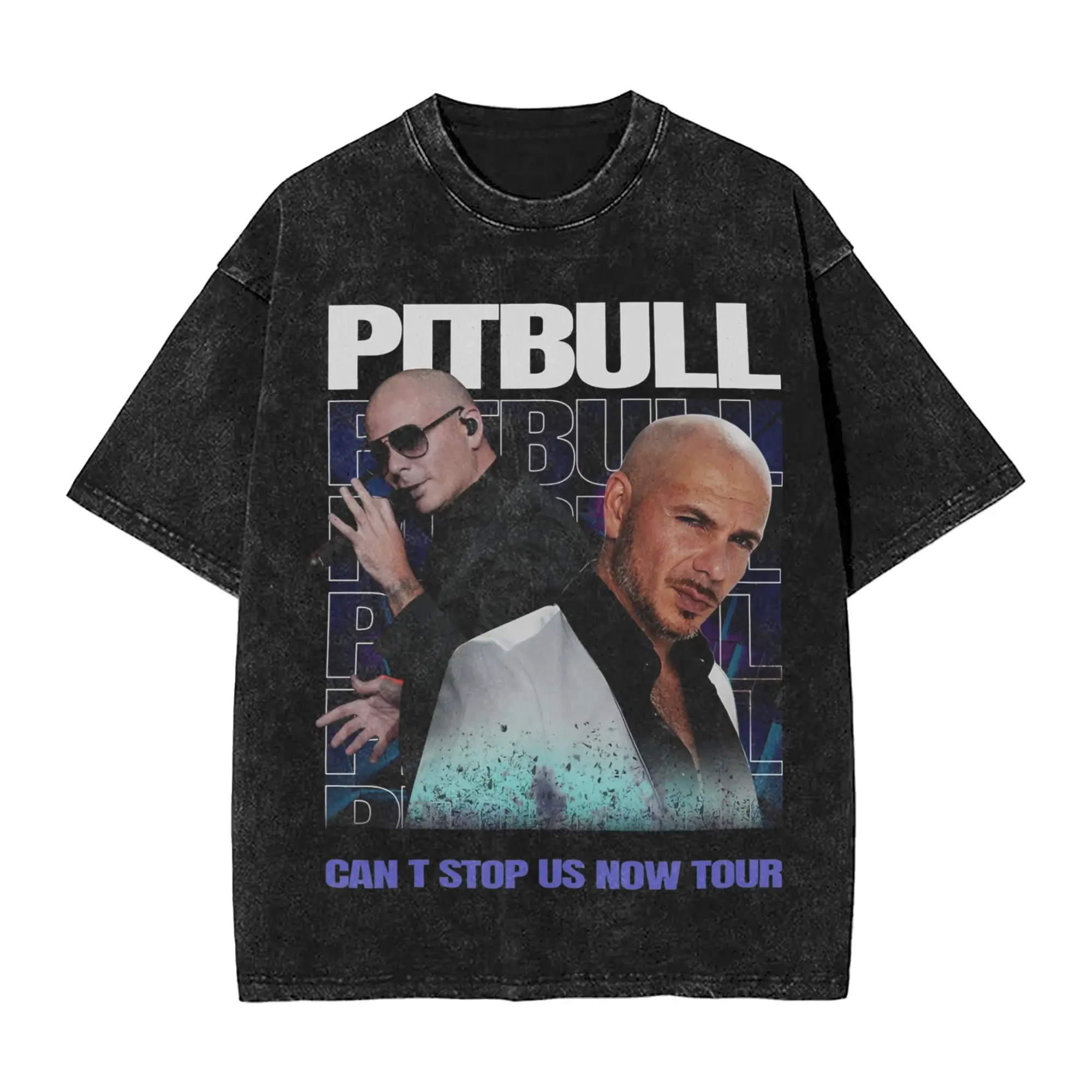 

Summer Pitbull Party After Dark Tour Washed Shirt Outfit Oversize T-Shirts for Men Women Tees