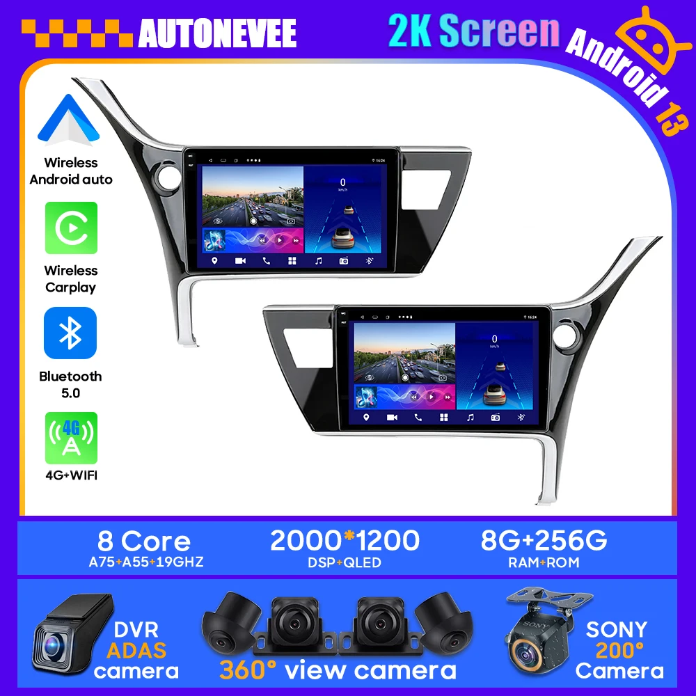 

For Toyota Corolla 11 Auris LHD RHD 2017 - 2018 Android 13 Car Radio Stereo Multimedia Player Unit GPS Carplay Android Auto din