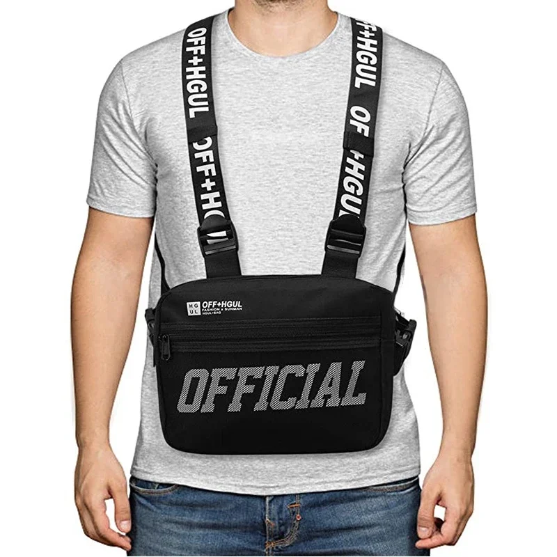 Functional Tactical Chest Bag Fashion Bullet Hip Hop Vest Streetwear Bag Waist Pack Women Black Running Chest Rig Bag