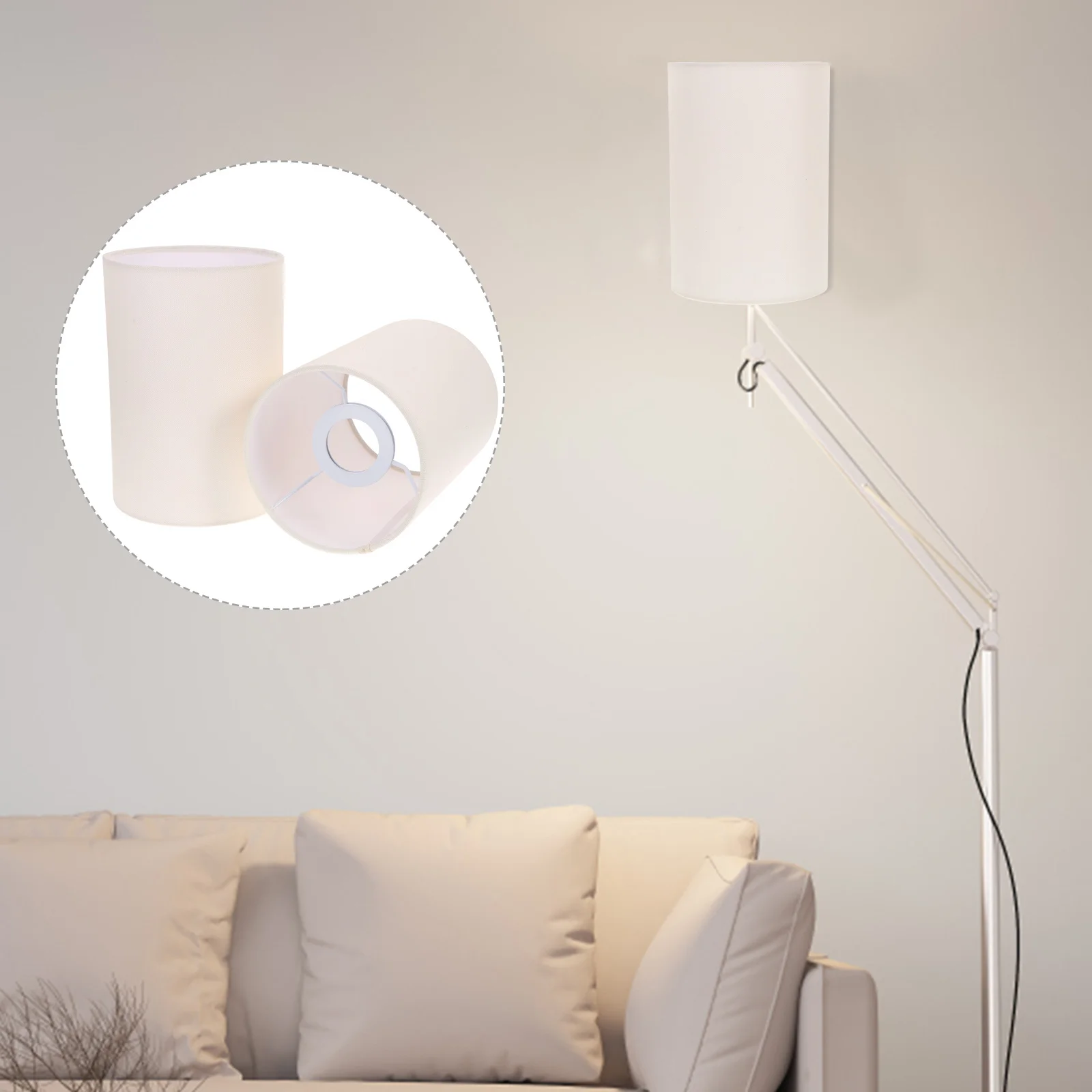 

2Pcs Linen Lamp Shade Cover Cylindrical Style Dimmable Light for Living Room Bedroom Kitchen Dining Room Ceiling Pendant