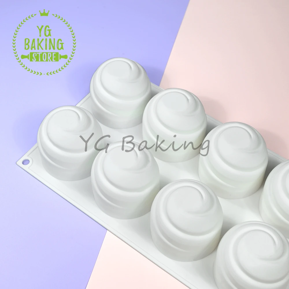 Dorica 8 Cavity 3D Spiral Sphere Pudding Mousse Mould DIY Candy Chocolate Silicone Mold Cake Decorating Tools Kitchen Bakeware