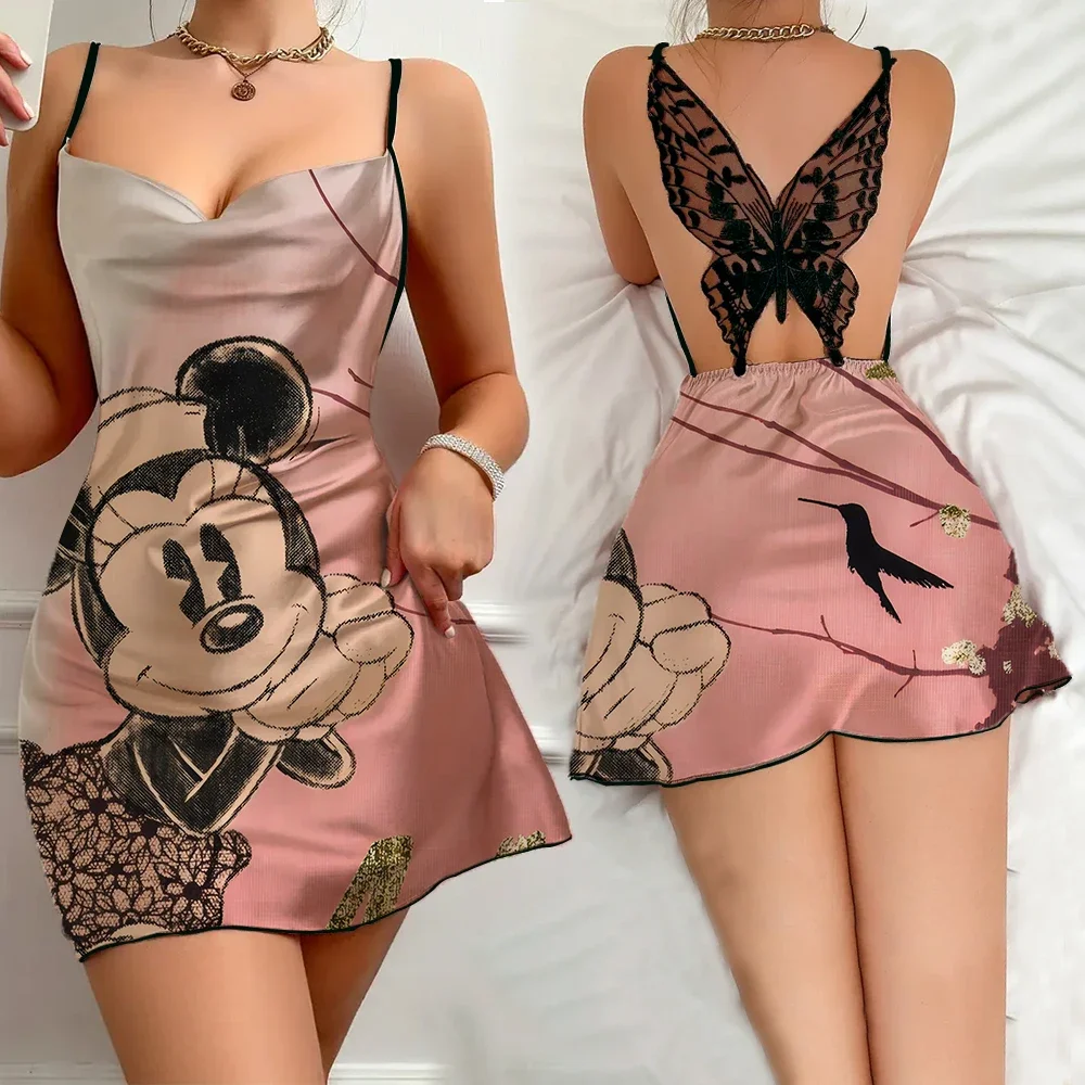 Summer Chic Nightwear for Women Sexy Female Slip Dress Pajama Comfortable Sleevesless Women's Home Dress Cartoon Pattern Pajama