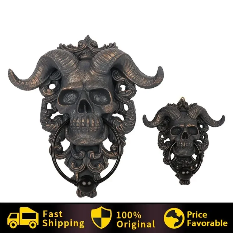 Modern Art Door Ring Hell Demon Horned Skull Hanging Door Knocker-heavy Duty Gothic Door Knocker-perfect Home Decoration Knocker