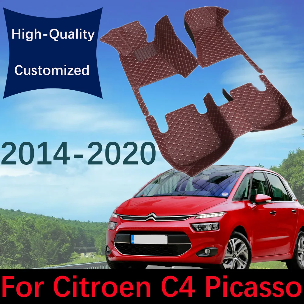 

Custom Leather Car Floor Mats For Citroen C4 Picasso 2014-2020 Anti-dirt Automobile Carpet Rugs Foot Pads Interior Accessories