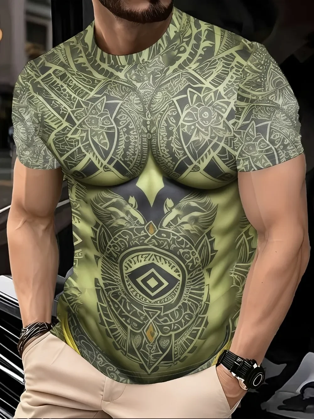 Role-playing Simulation Muscle 3D Print Men's Sport Quick-dry Breathable Large-size T-shirt Outdoor Street Casual and Party Wear