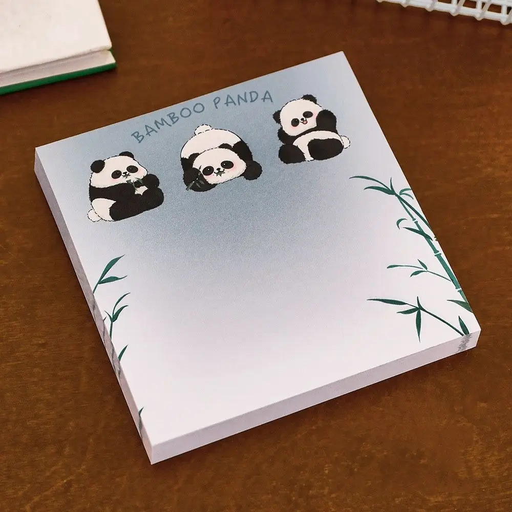 10 pcs Cartoon Self-adhesive Sticky Notes Square Ins Style Panda Notepads Smooth Writing School Supplies Memo Pad Message