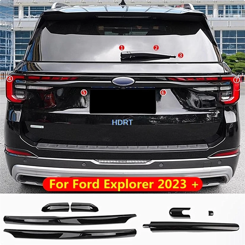 

Для Ford Explorer 2023 + Стайлинг автомобиля, задний багажник, дождевой дворник, крышка заднего ворот, молдинг багажника, декоративная полоса, аксессуары, внешняя наклейка