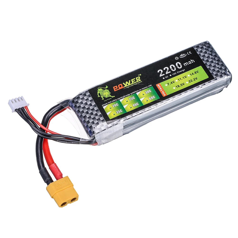 11.1V 2200mAh 3s 60C LiPo Battery For RC Helicopter Aircraft Quadcopter Cars Airplane With T JST XT30 XT60 Plug 3S 11.1v Battery