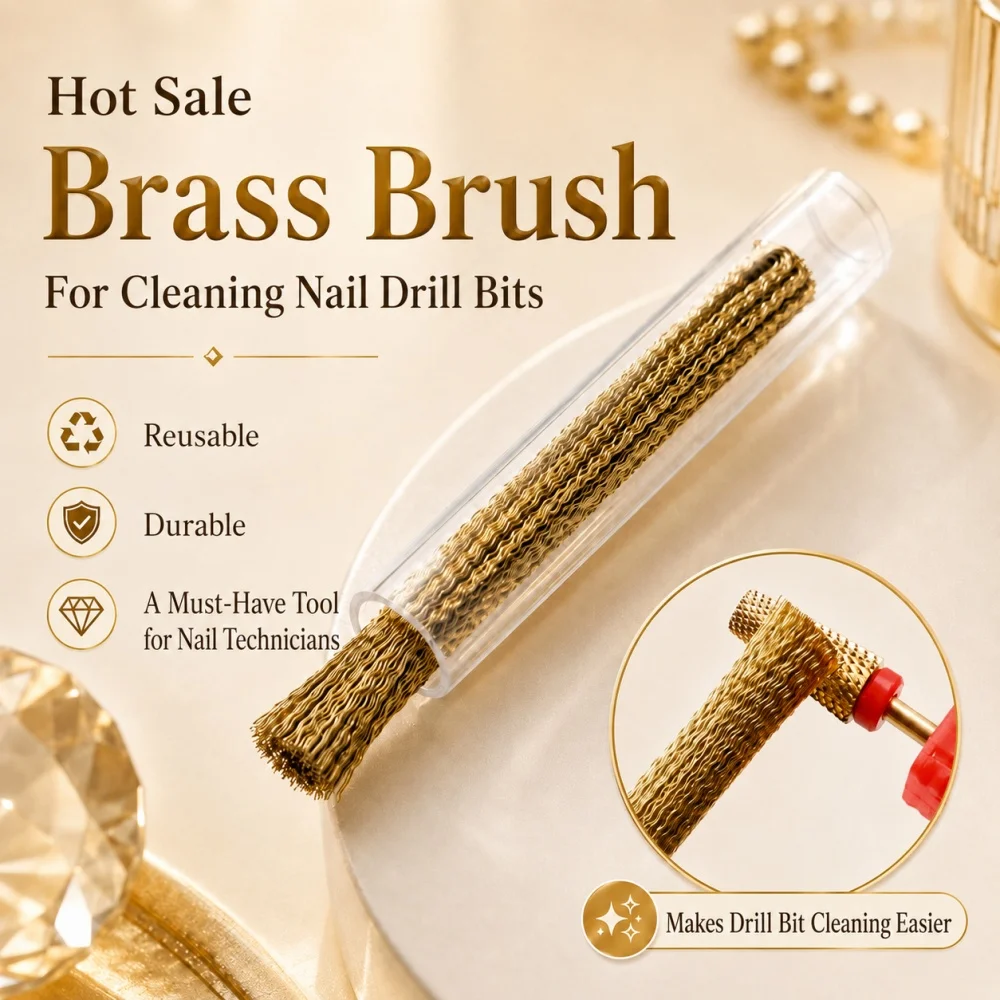 Escova de Limpeza de Brocas para Unhas em Fio de Cobre, Ferramenta para Manicure e Pedicure para Lixas Elétricas de Unhas