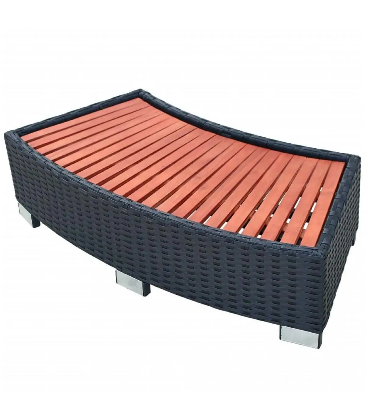 Stairs and ramps pool step for hot tub Poly rattan 92x45x25 cm black