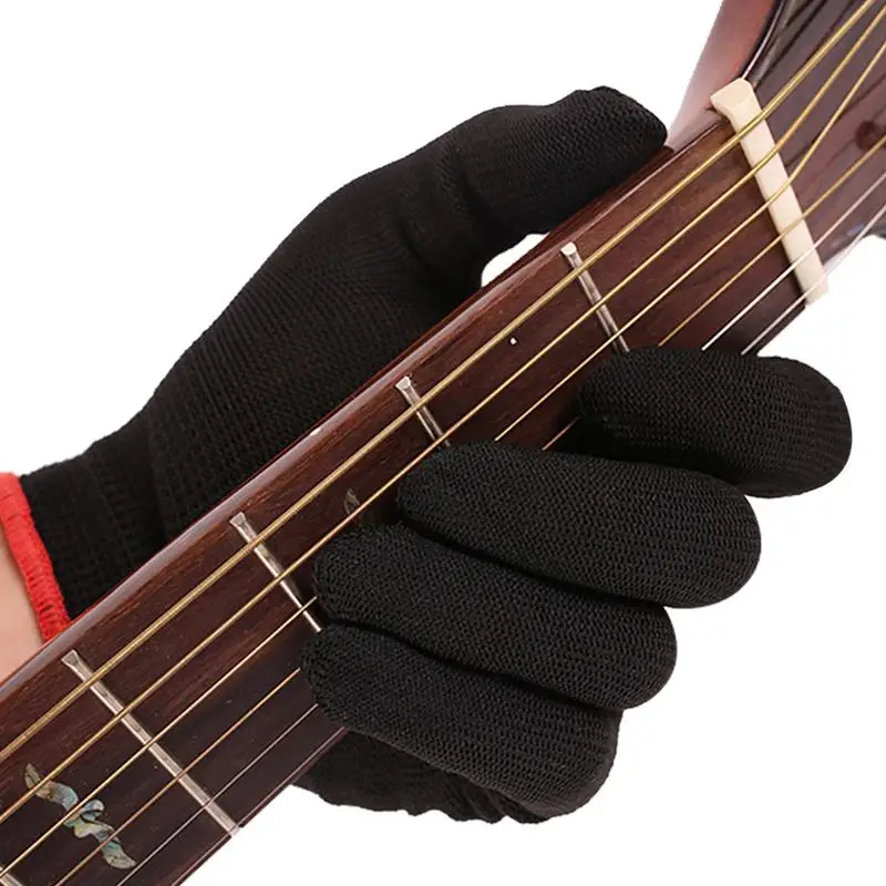 Guantes de Guitarra de mano izquierda, práctica de bajo para principiantes, guantes de protección de manos con dedo completo, guantes antidolor de nailon para la yema del dedo, 1 ud.