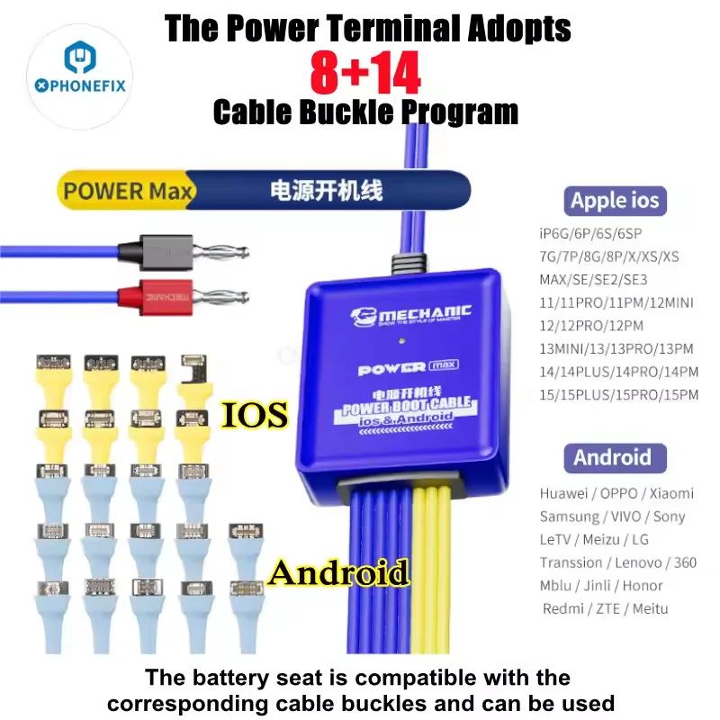 MECHANIC Android Power Supply Test Cable Mobile Boot Line For iPhone Samsung Huawei Oppo Xiaomi Repair Switch Power Test Cord