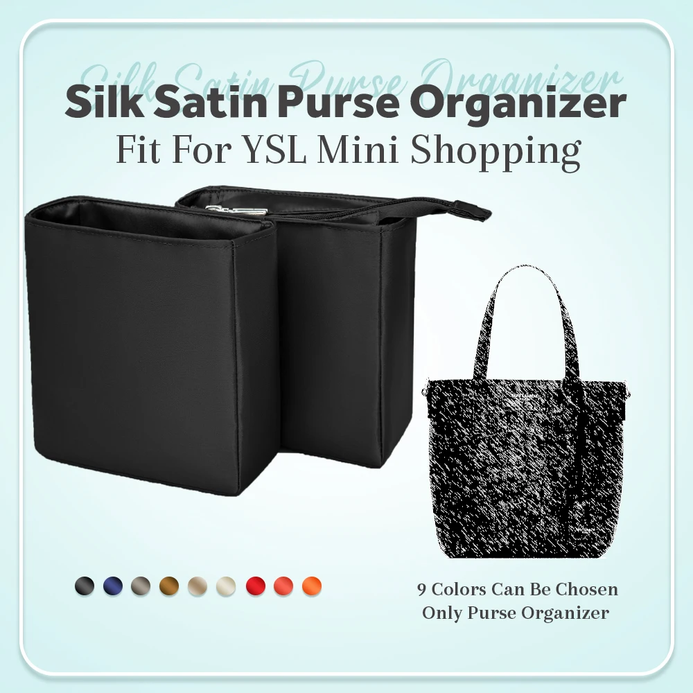 Silk Satin Purse Organizer Insert, Inner Liner Storage Bag Insert Fit for YSL Mini Shopping  Inside Bag In Bag Storage Insert