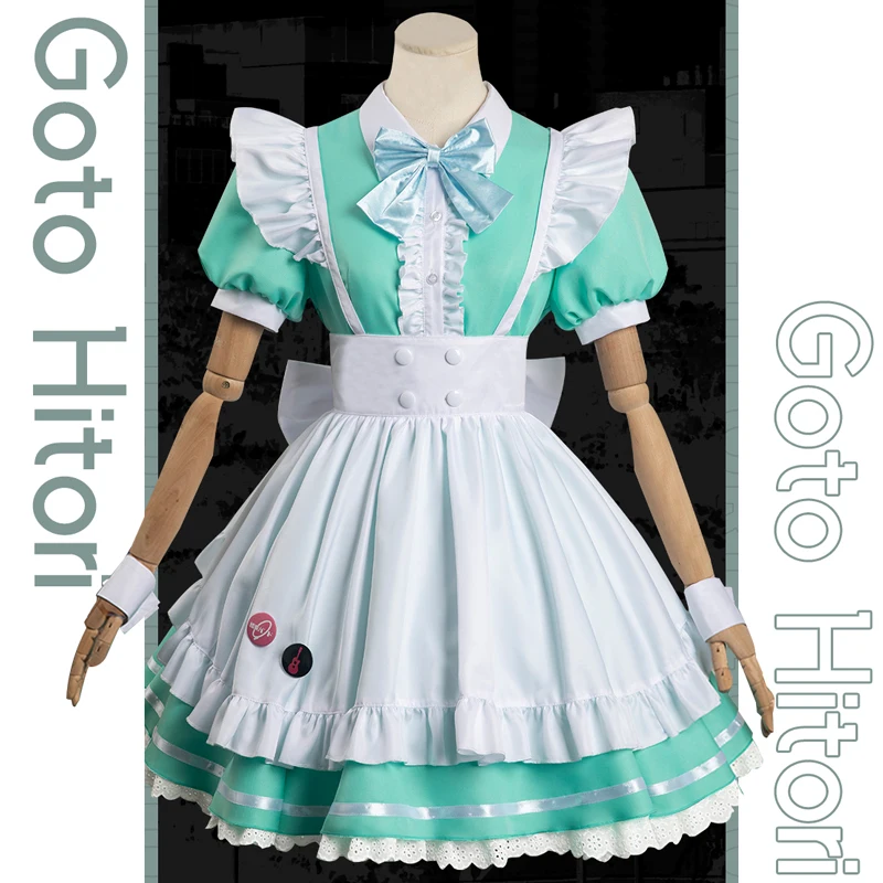 

The Anime Bocchi the rock Cos Goto Hitori Cosplay Bocchi Cute Green Maid uniform Female Costume SS