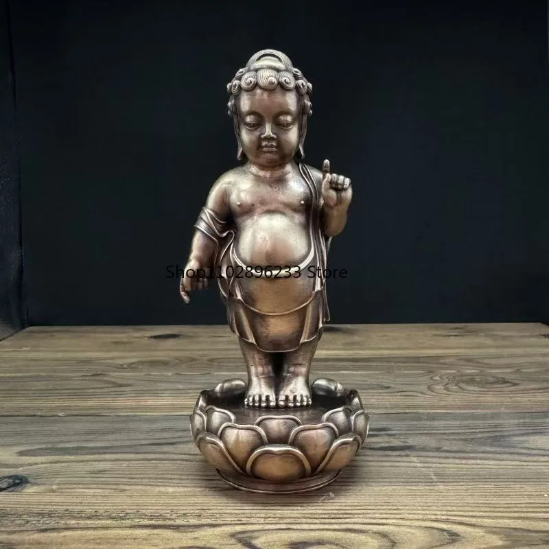 Brass Baby Shakyamuni Buddha Lotus Standing Statue Figurine