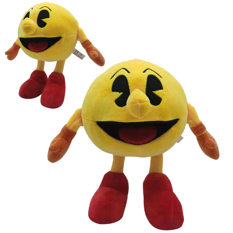 Peluche de Pac-Man de 25 cm, Juguete de Peluche Amarillo, Muñeco de Peluche Suave, Personaje de Videojuego, Lindo Peluche Coleccionable para Fanáticos de Juegos, Decoración para el Hogar