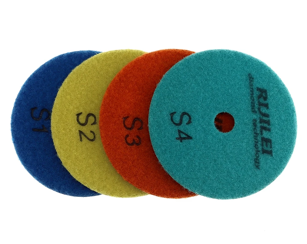 4 Stück/Set 4-Zoll-Trockenpolierpads, 4-stufige Premium-Schleifpads für Granit, Marmor und Stein, Schleifscheiben – Detail 5