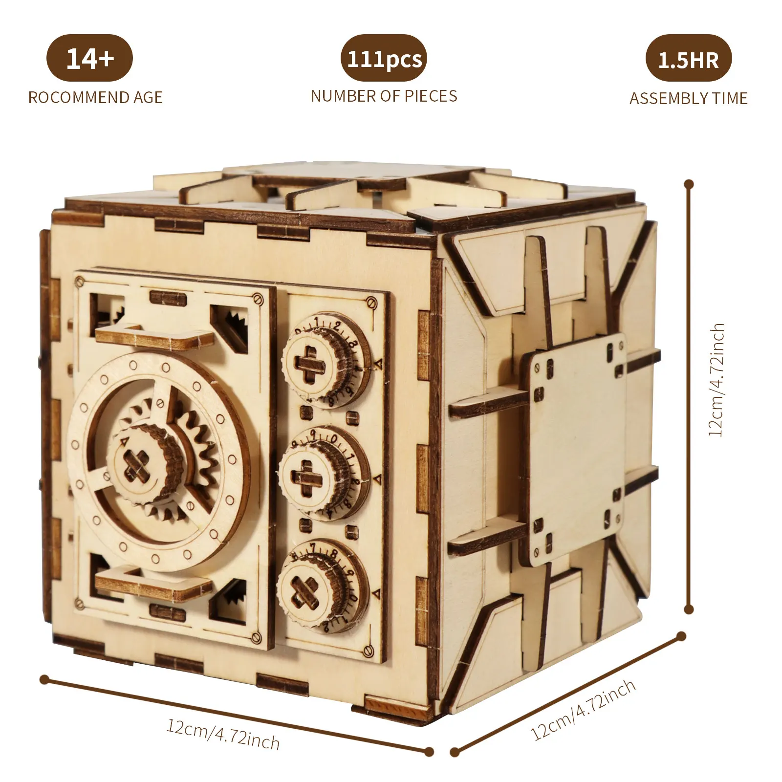 صندوق ألغاز خشبي ثلاثي الأبعاد يمكنك صنعه بنفسك مع مجموعة نماذج مجمعة للبالغين لبناء تخزين ميكانيكي لعنصرك الثمين