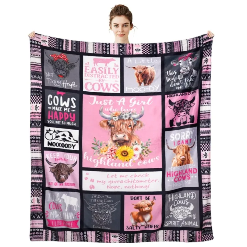 Regalo mucca delle Highland - Coperta da tiro con motivo carino per gli amanti delle mucche Solo una ragazza che ama le mucche delle Highland, adatta per la sedia del divano letto