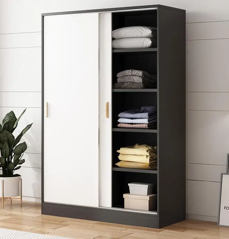 Modern simple small family bedroom rental room sliding door storage wardrobe