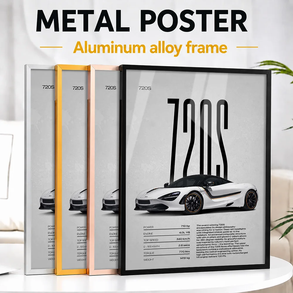 United Kingdom 720S Car Framed Metal Poster Personalized Photo High Contrast Style Wall Art For Home Office Memorable Fan Gift