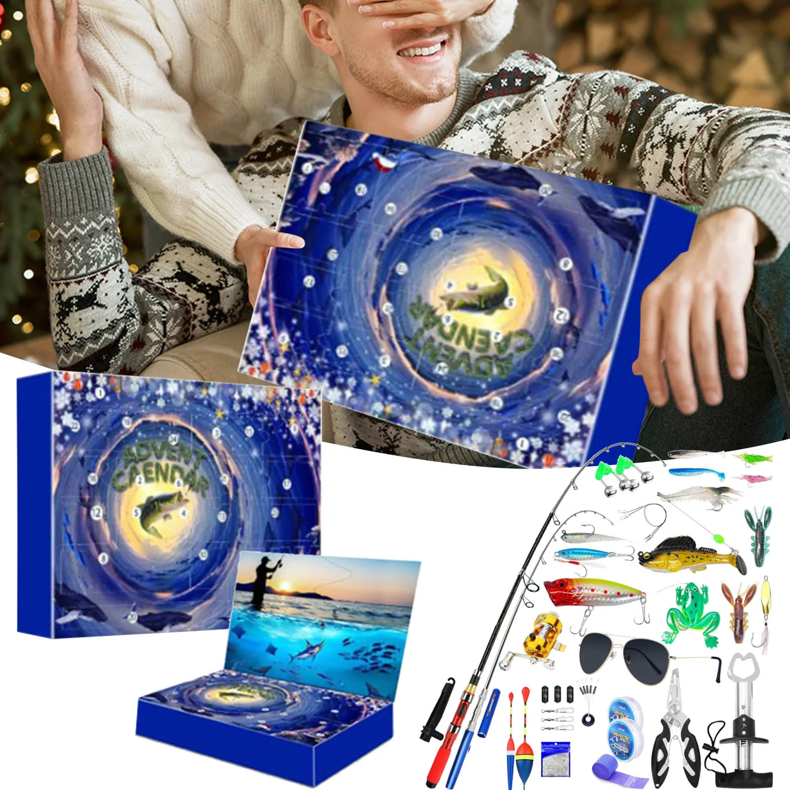 Kids Fishing Blind Box Set Advent Calendar Fishing Christmas Countdown 24 Days Surprise Interesting Playthings For Festival