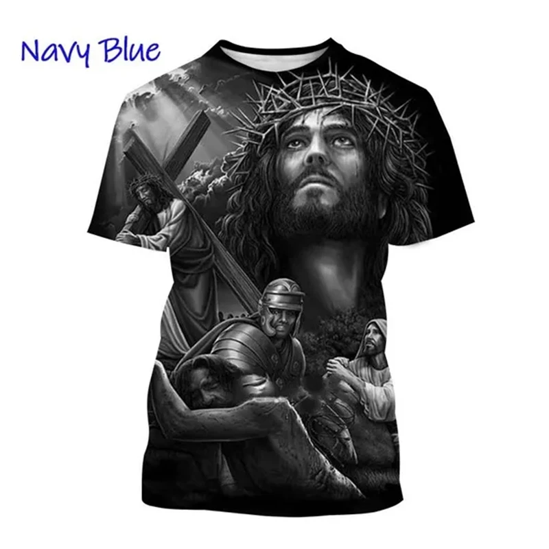 جديد كريستيان كروس موضة ثلاثية الأبعاد تي شيرت حول يسوع المسيح يحب الجميع المسيحية النساء الرجال تي شيرت رخيصة تنفس تيز #4