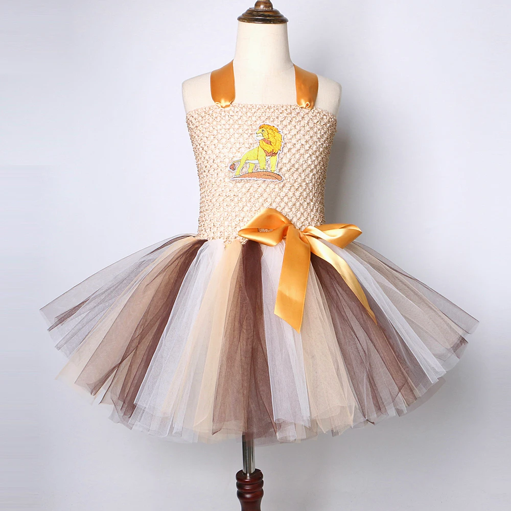 Jungle Lion Tutu Dress for Girls Animal Halloween Cosplay Costumes for Kids Princess Dresses Outfits Children Birthday Clothes