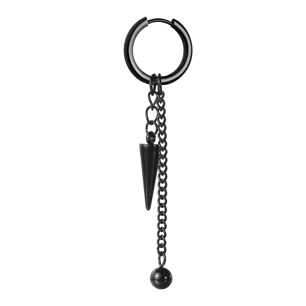 Fashion Hoop Earrings Cross Chain Scorpion Tassel Conical Shape Women Men Stainless Steel Stud Ear Punk Rock Jewelry Gift 1Pcs