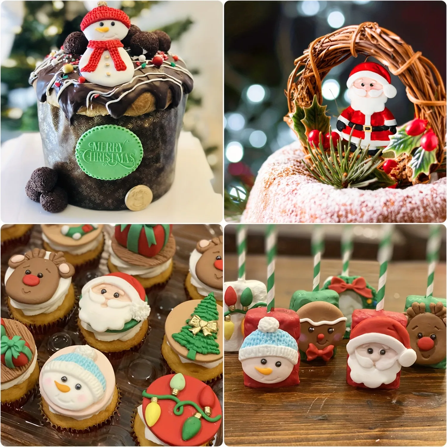 عيد الميلاد ثلج قالب من السيليكون الرنة ثلاثية الأبعاد سانتا كلوز فندان قوالب لعيد الميلاد كوكي كعكة الديكور كب كيك الشوكولاته