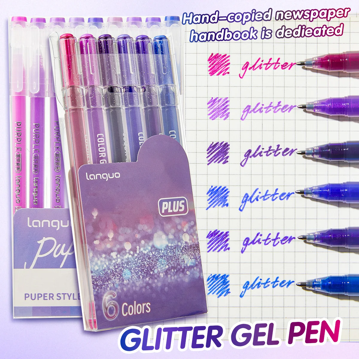 

SHANDS 15pcs Glitter Gel Pen Highlighter Painting Hand Account Pen Student Creative Neutral Pen DIY Fluorescent Pen Set