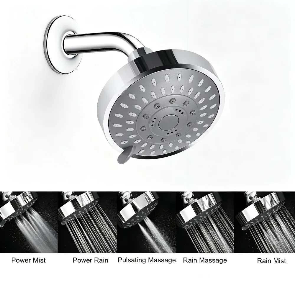 1 PC High-Pressure Showerhead 4-Inch Adjustable, Bathroom Top Showerhead, Rainforest Showerhead, Faucet Replacement Device