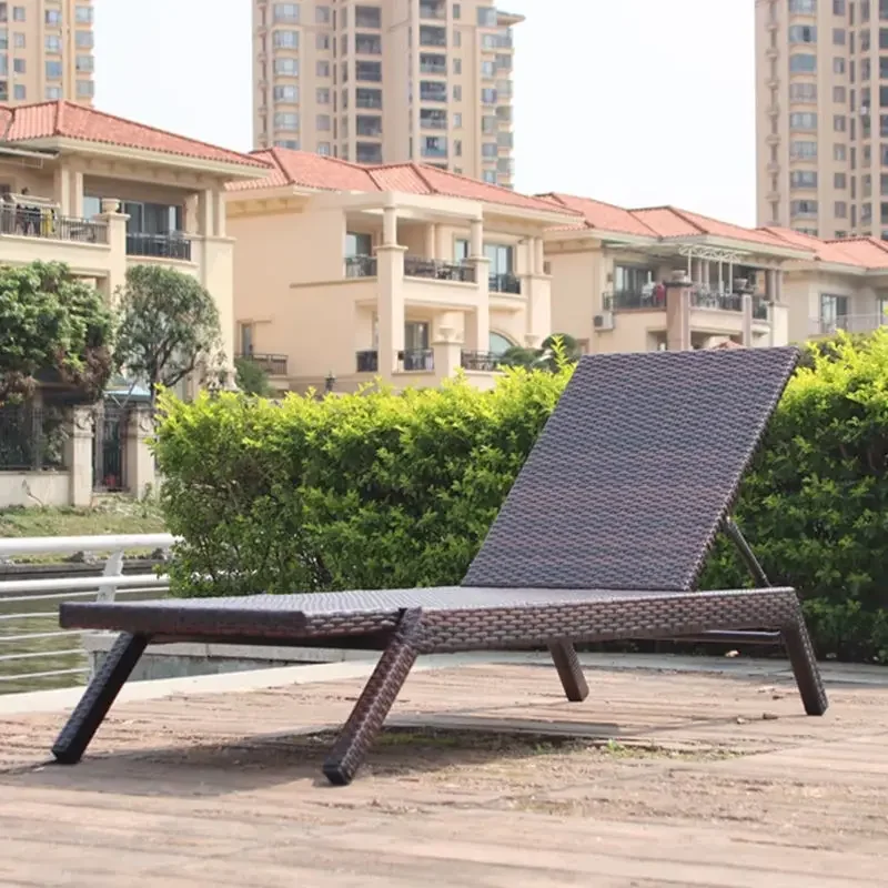Outdoor Garden Pool Loungers Waterproof, Sunproof Rattan Beds for Balcony, Hotel, Beach & Homestay Outdoor Leisure
