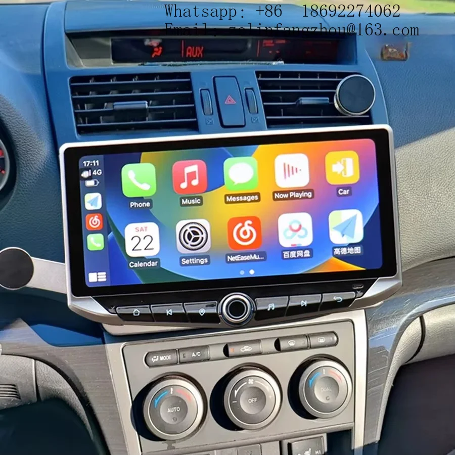 10.88 Inch QLED Android Auto Carplay Video Player for Mazda 6 GH 2007-2012 Type-C Charging GPS Multimedia Stereo
