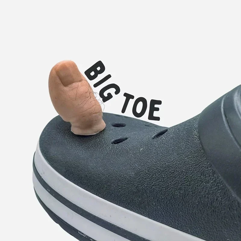 1 Stück Daumen-Up-Imitation Big Toe Slipper Schuh Charm Lustige Sandalen Zubehör für Kinder & Erwachsene Kreative Loch Dekor Pin
