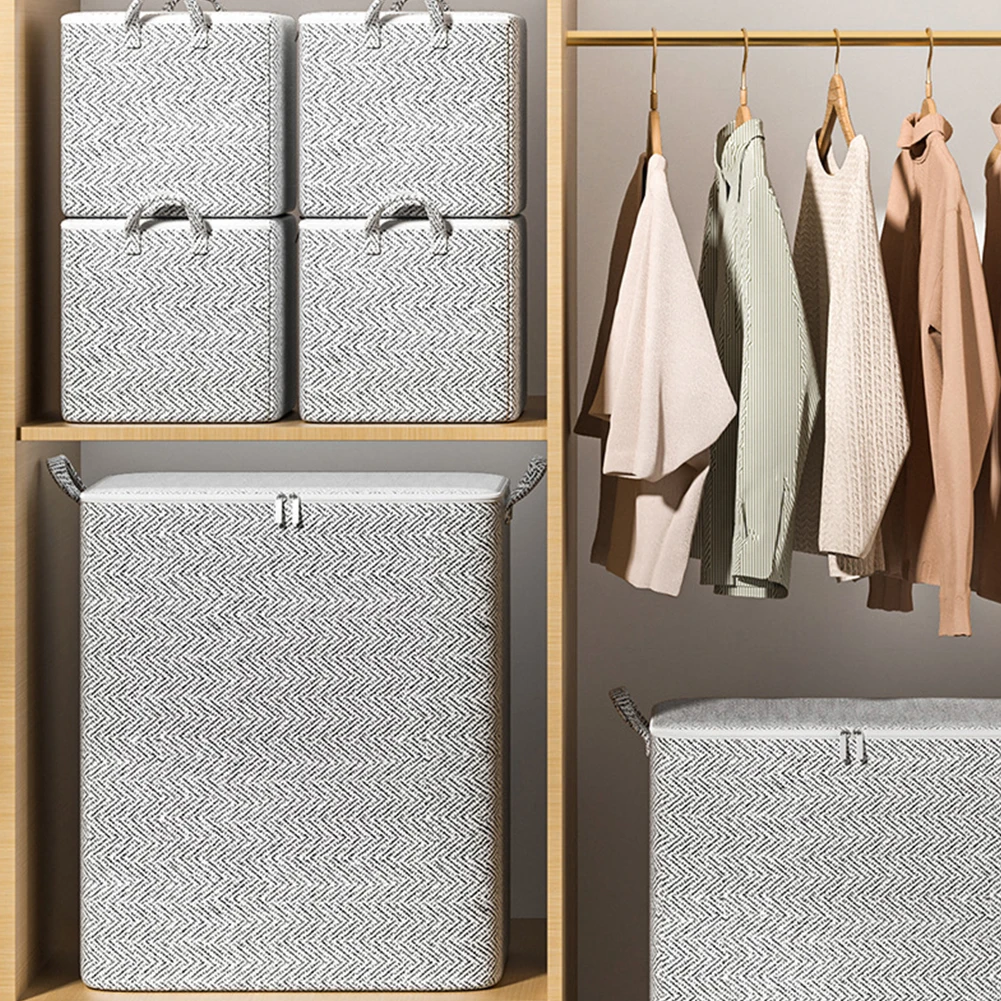 Clothes Storage Baskets Foldable Clothes Storage Bins Multifunctional Large Capacity with Handle Zipper Household Closet Storage