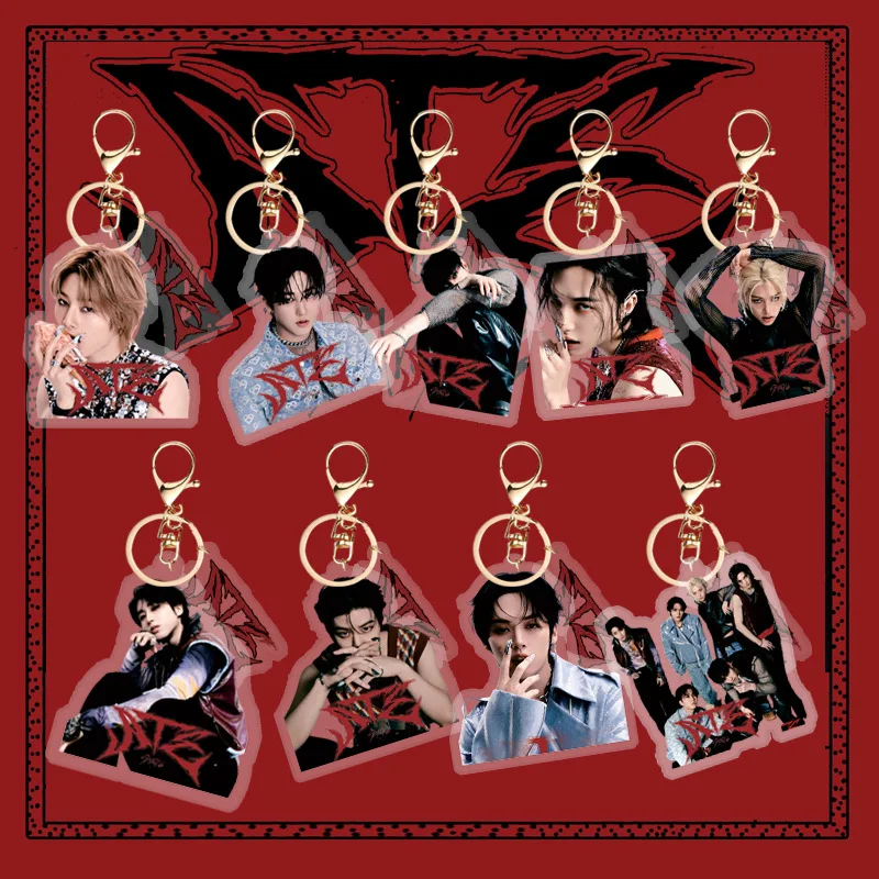 Kpop Men\'s Team New Album Keychain for Women Men Acrylic Charcters Pendant Key Ring Holder Gifts Charm Jewelry Accessories