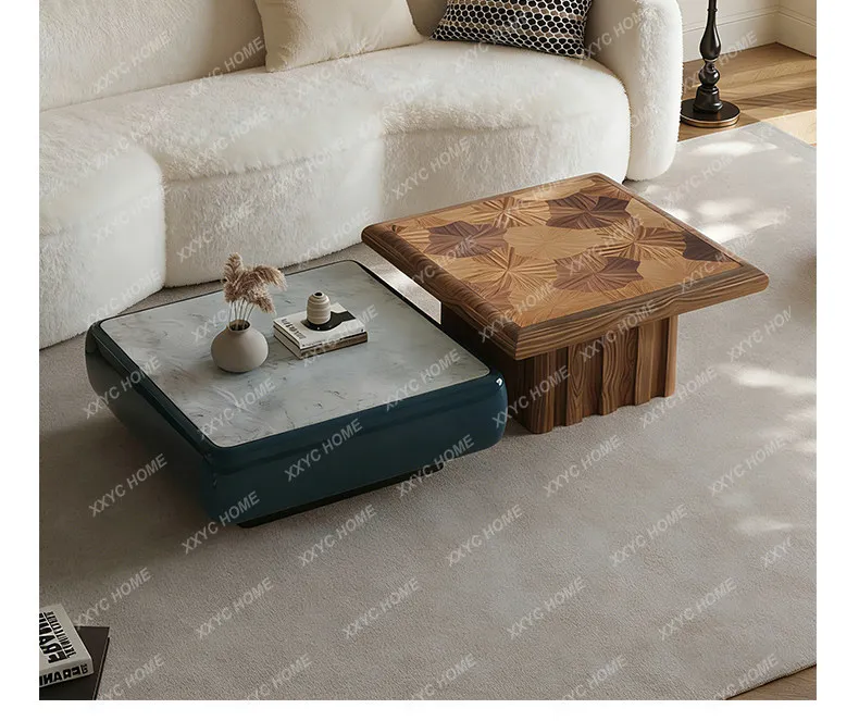 

Square luxury stone coffee table light luxury high-end living room marble designer coffee table