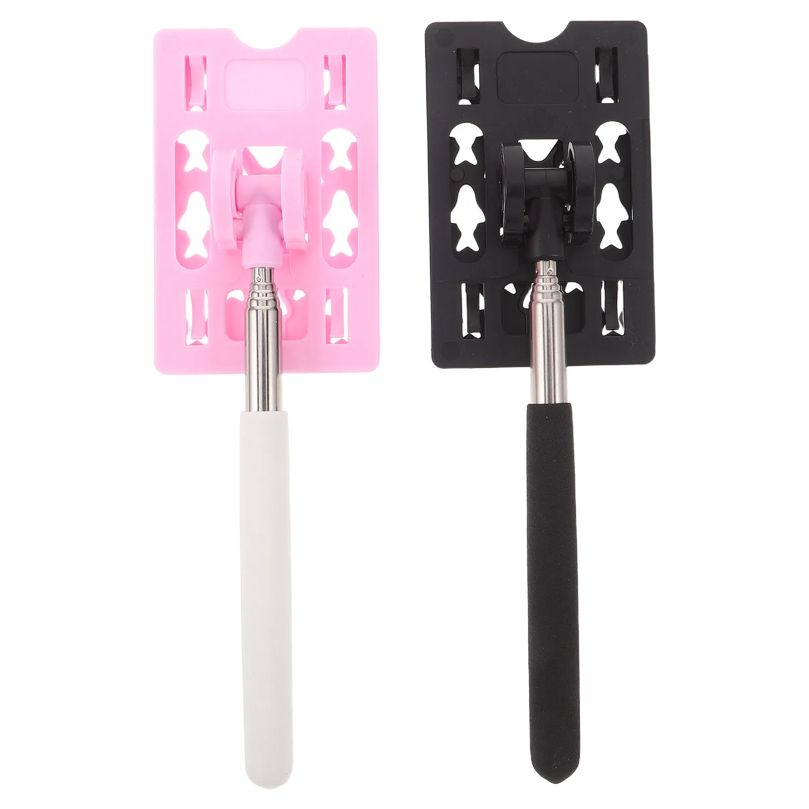 2Pcs Telescopic Parking Card Holder Adjustable Stainless Steel Rod Parking Toll Contactless Payment Grabber Tool Pink Black
