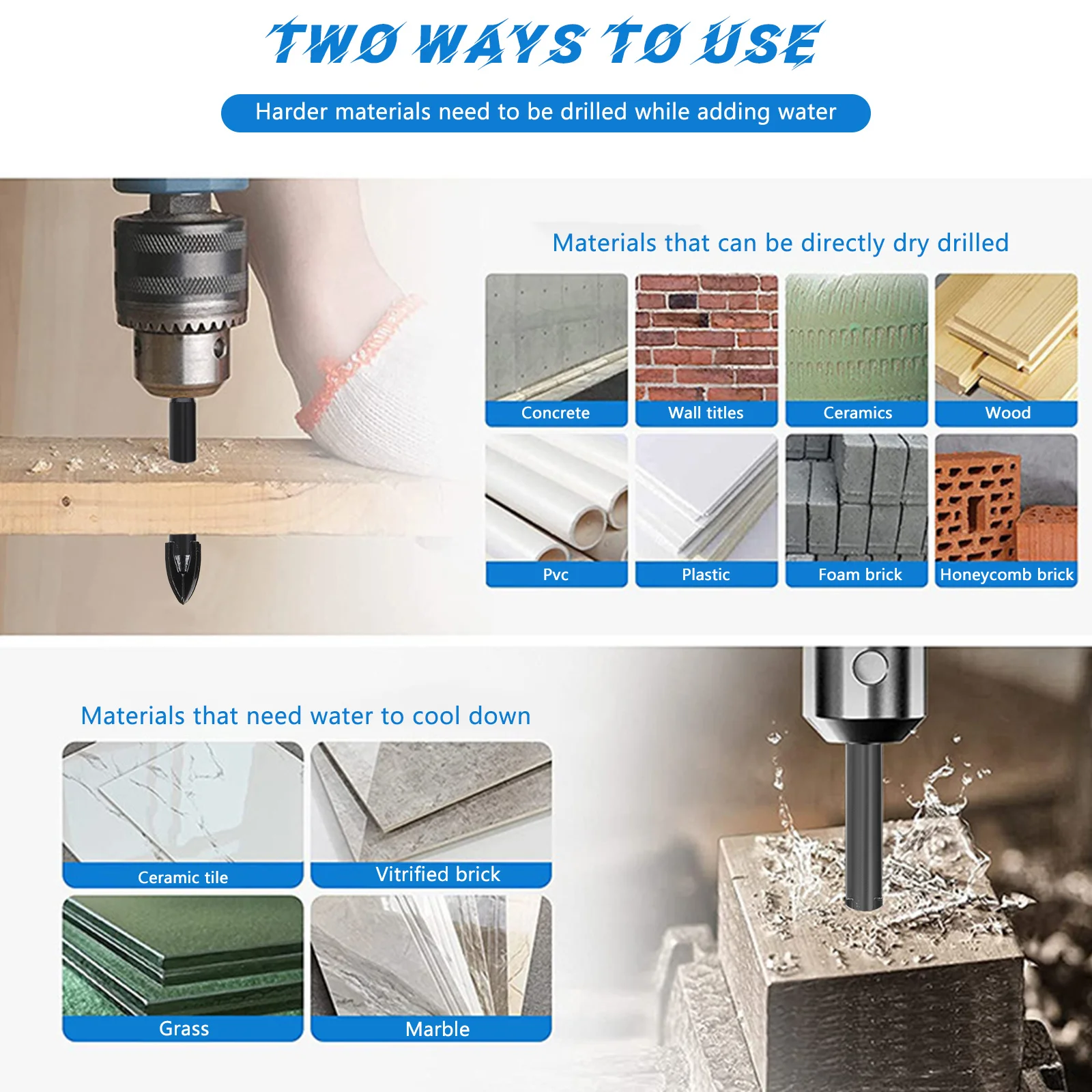 

7Pcs Lightweight Universal Triangle Drilling Bits for Tiles Brick Concrete Glass Ceramics Wood Aluminum Quick